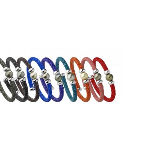 Bracelet Galuchat argent et perle de Tahiti