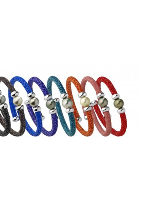 Bracelet Galuchat argent et perle de Tahiti