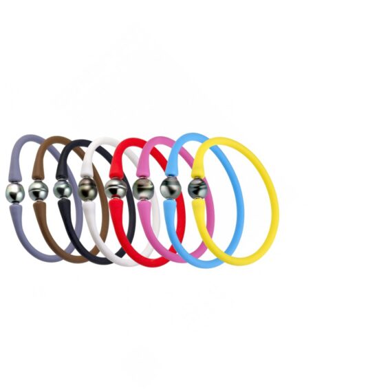 Bracelet en silicone et perle de Tahiti
