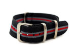 Bracelet NATO rayure noir gris et rouge