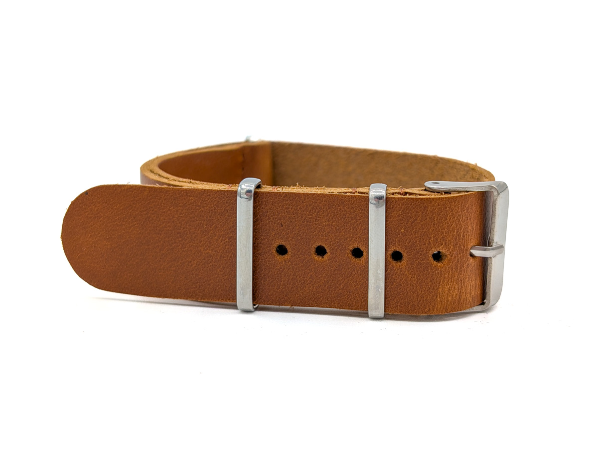 Bracelet montre nato miltaire cuir marron