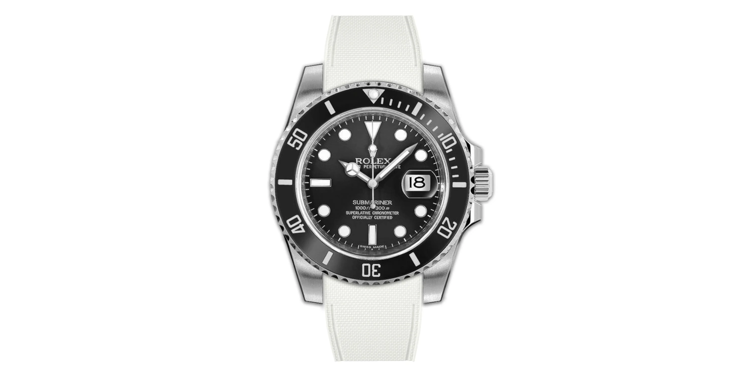 rolex-submariner-rubber-rstrap-Glidelock-blanc