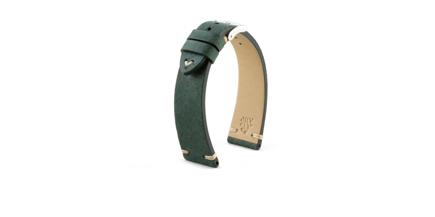 bracelet-watch-band-strap-veau-calf-suede-nubuck-vert-vieilli