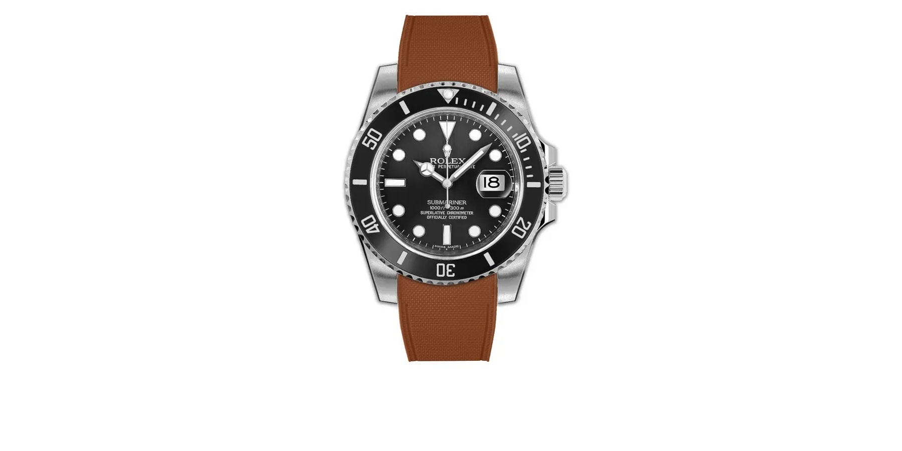 rolex-submariner-rubber-rstrap-Glidelock-marron