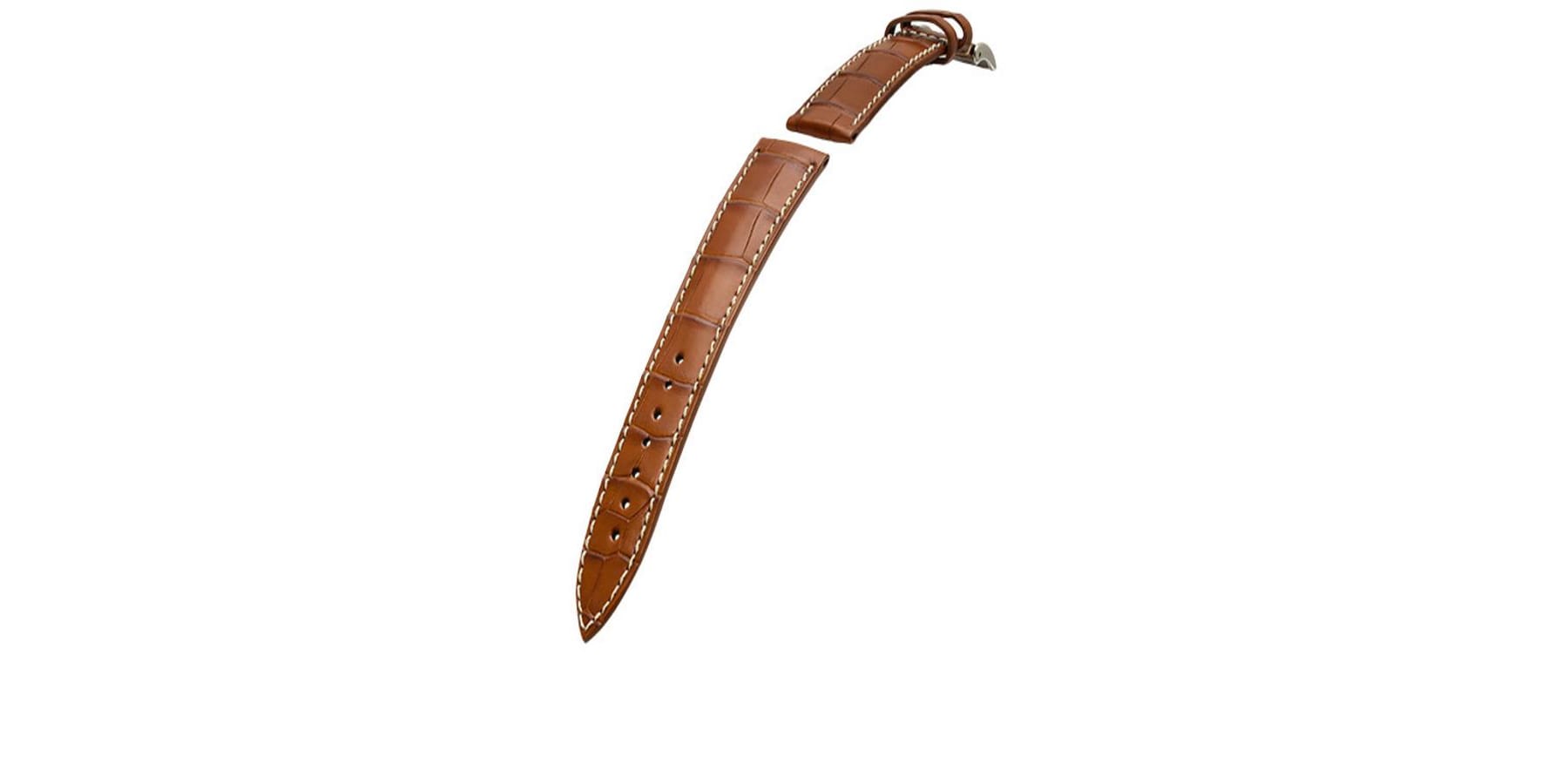 Bracelet de montre Bouveret en cuir d'alligator mat Deauville 4010 Havane sellier