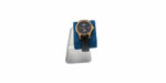 Support de montre aluminium et bleu et montre