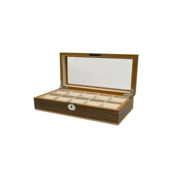 boite-a-montres-clipperton-10-en-bois-marron-avec-couvercle-en-verre