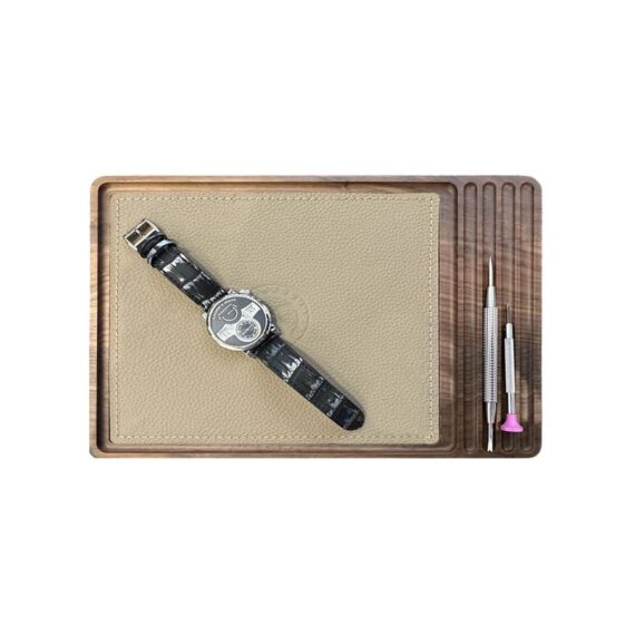 Plateau en noyer et montre Kronokeeper pour montre