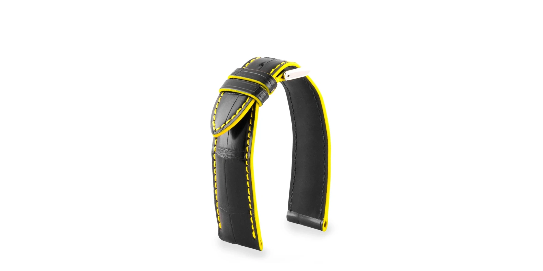bracelet-artisan-alligator-noir-jaune