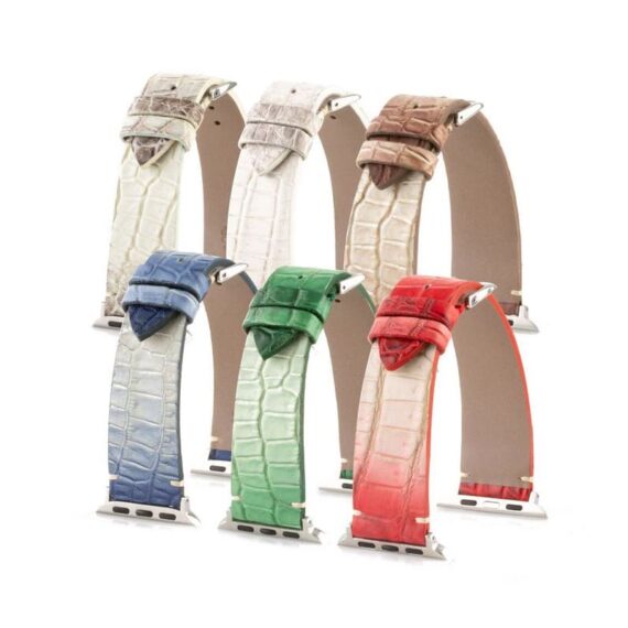 apple-watch-bracelet-montre-cuir-alligator-himalaya-gris-bleu-vert-marron-rouge