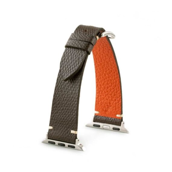 apple-watch-bracelet-montre-retro-tribute-to-h-cuir-veau-graine marron chocolat