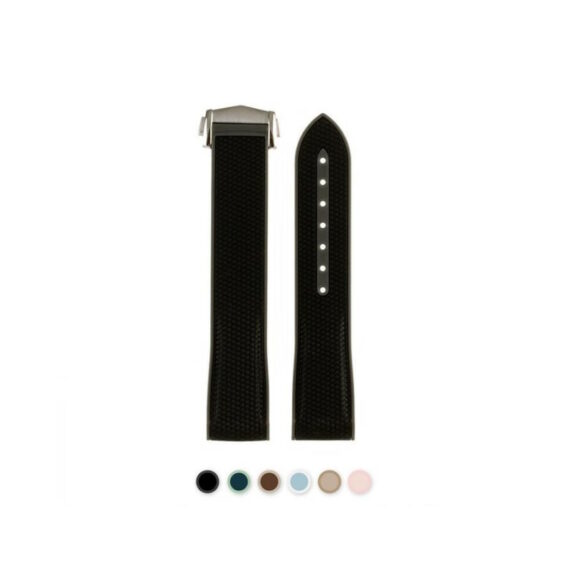 bracelet intégré moonswatch-omega-swatch-caoutchouc-noir-bleu-marron-rose