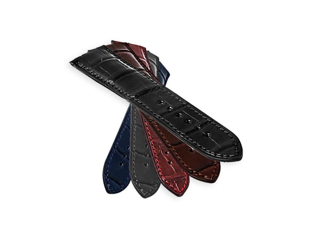 omega-bracelet-montre-cuir-alligator-noir-marron-gris-bleu