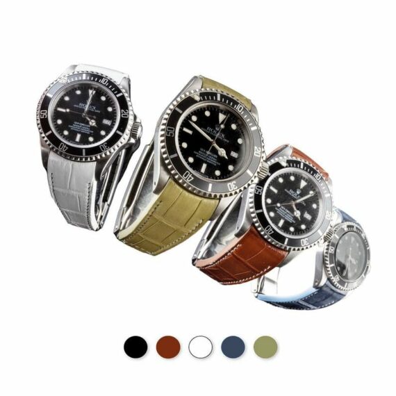 rolex-bracelet-cuir alligator couture blanche