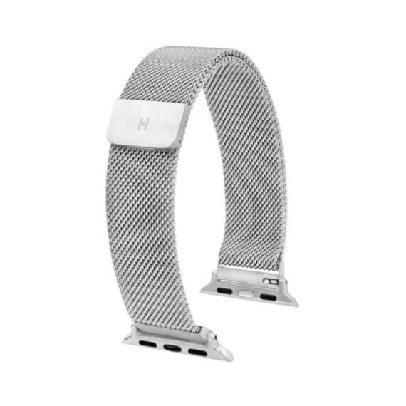 Bracelet Hirsch maille milanaise argentée pour Apple watch