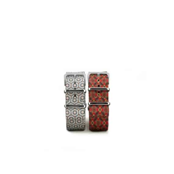Bracelets Nato Nylon Dandy gris et rouge