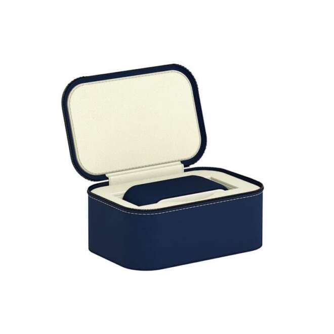 Leather watch case for 1 watch Scatola Viaggio 1 Midnight Blue/Cream