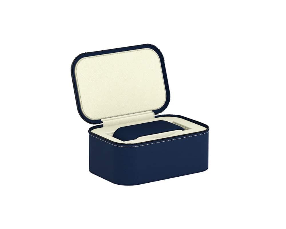Leather watch case for 1 watch Scatola Viaggio 1 Midnight Blue/Cream