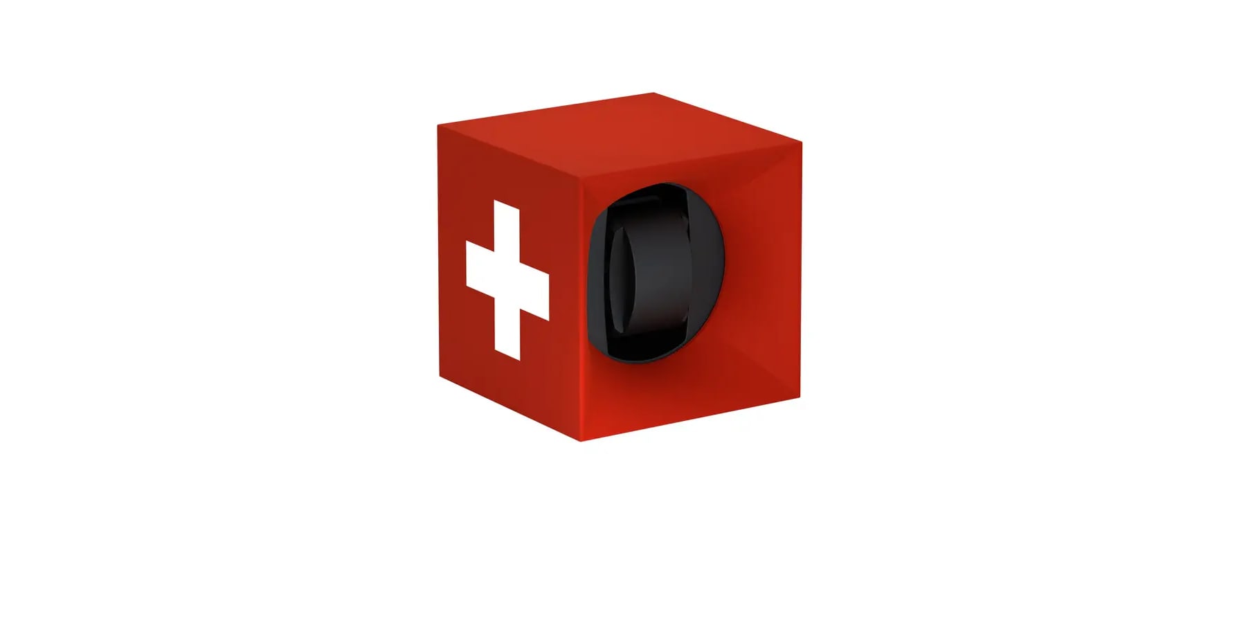 SwissKubik Startbox Soft Touch Red Swiss Cross Watch Winder