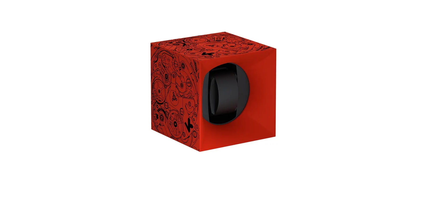 SwissKubik Startbox Soft Touch Red Swiss Cross Watch Winder - Image 3
