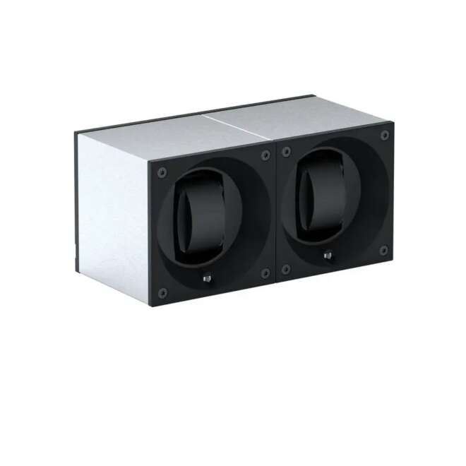 SwissKubik Masterbox Brushed Aluminium Watch Winder for 2 Watches