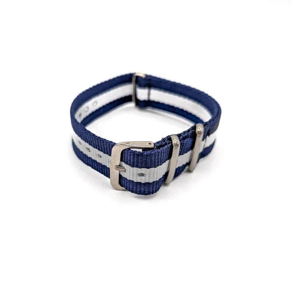 Navy Blue and White NATO Strap