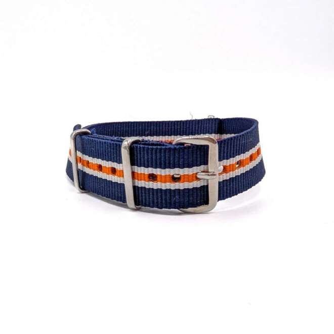Blue, White, and Orange Navy NATO Strap