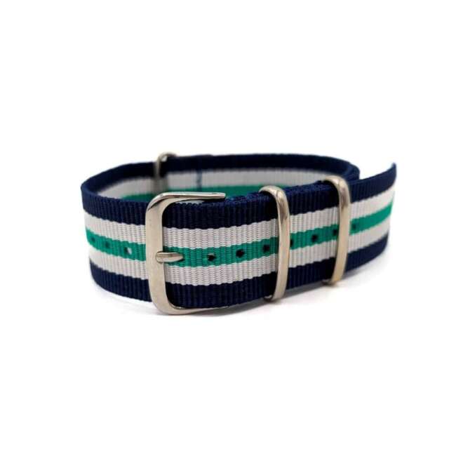 Trendy blue, white and green NATO strap