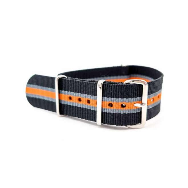 Trendy NATO Strap black, grey and orange