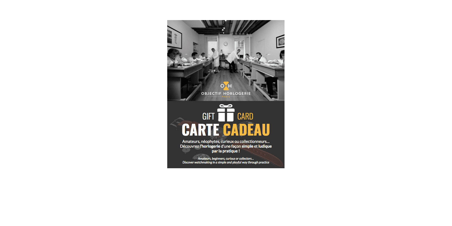 Gift Card for Private Master Time Paris Course at Objectif Horlogerie