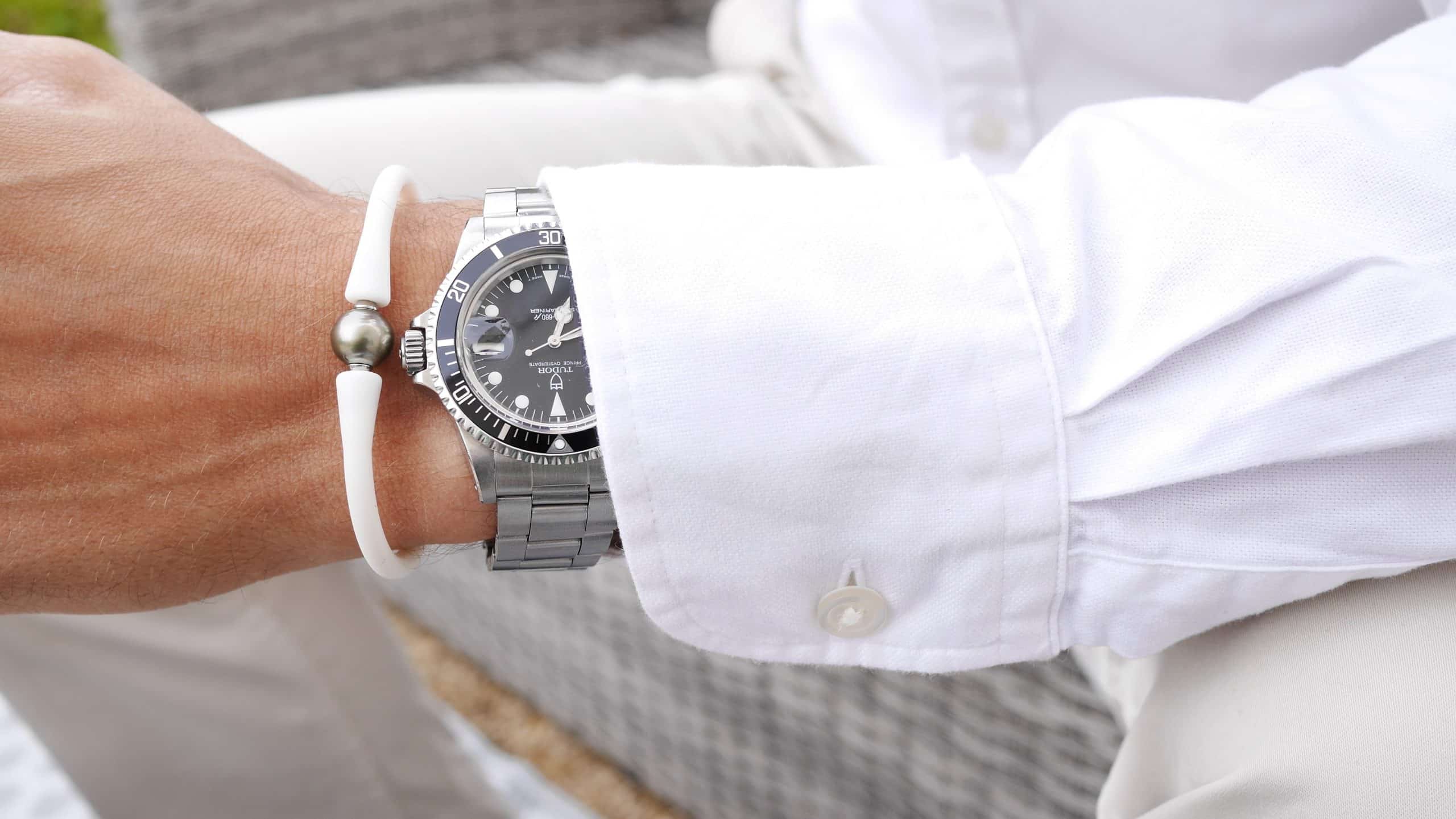 Bracelet en silicone et perle de Tahiti – Image 2