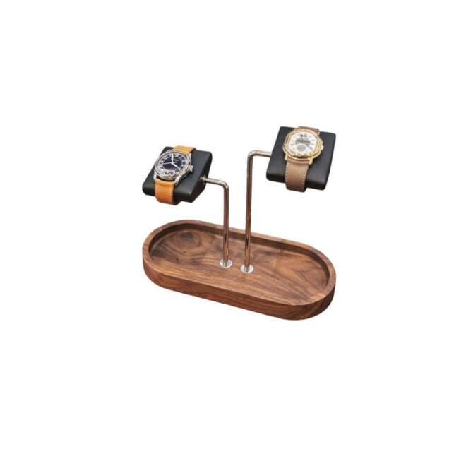 Support pour deux montres Kronokeeper en noyer massif