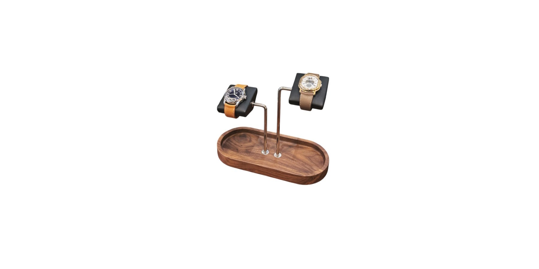 Kronokeeper solid walnut double watch stand