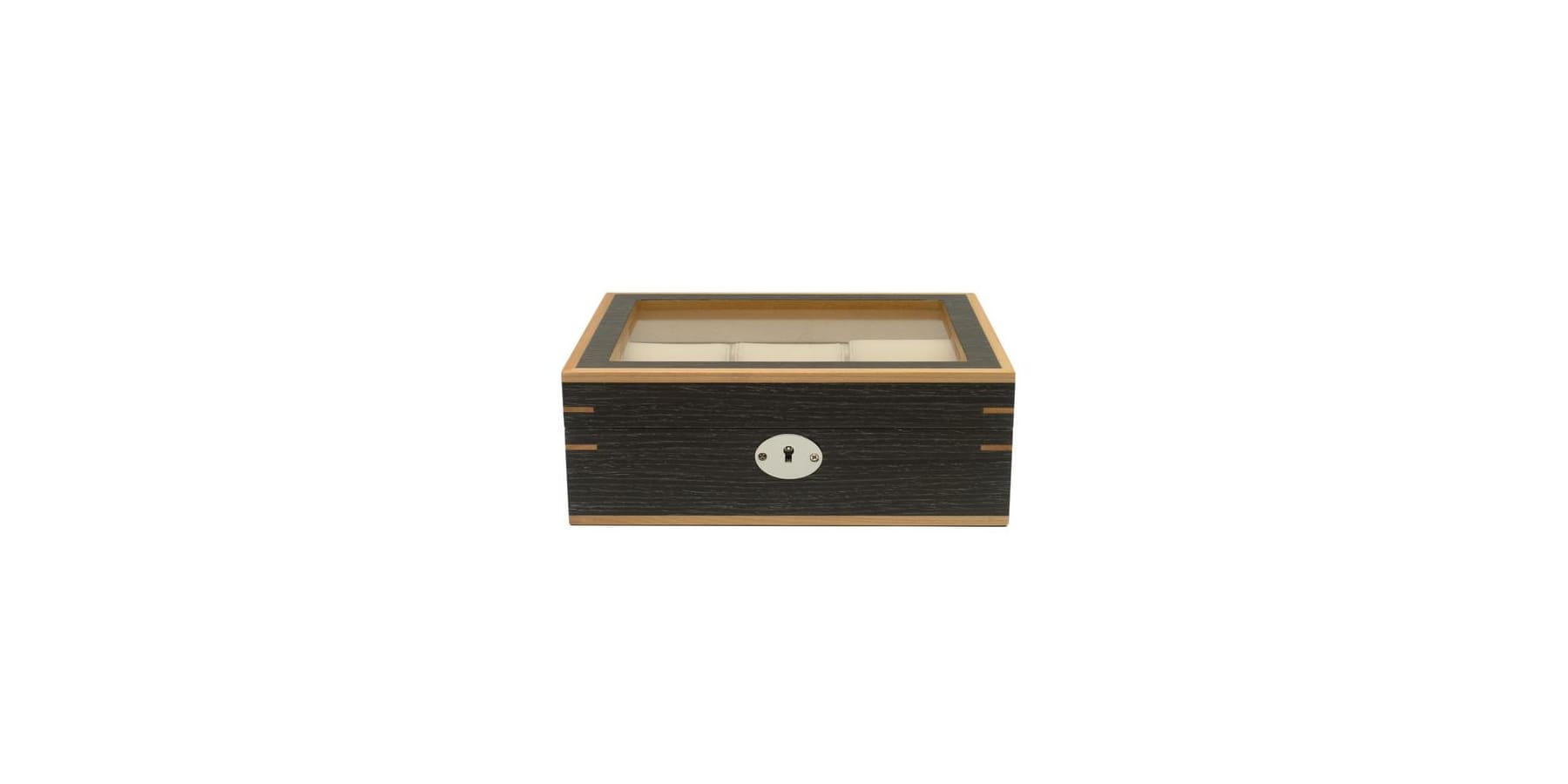 Clipperton 6-Watch Box in Grey Wood with Glass Lid by Kronokeeper - Image 2