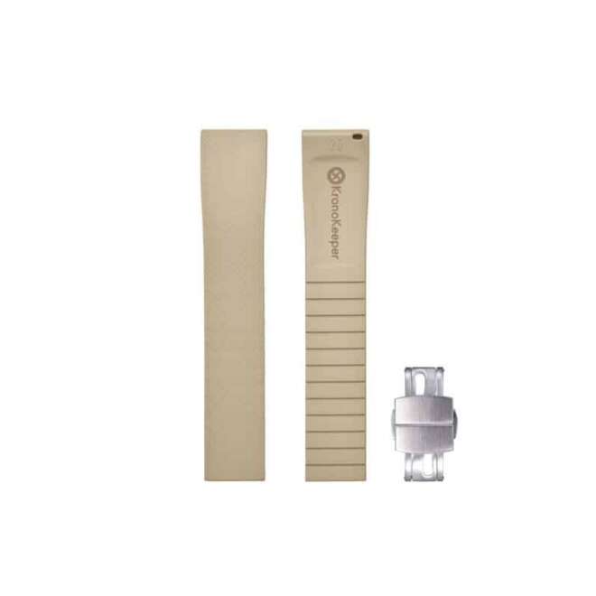 KronoKeeper khaki rubber watch strap with adjustable deployment clasp