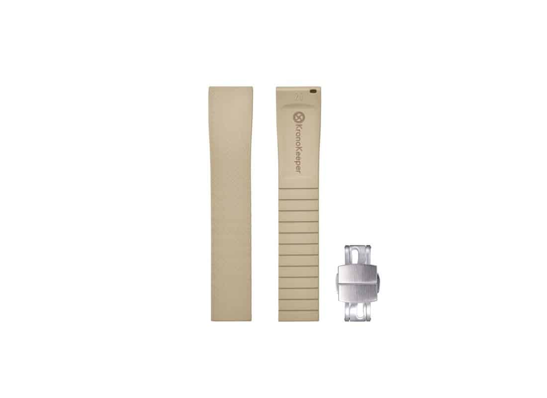 KronoKeeper khaki rubber watch strap with adjustable deployment clasp
