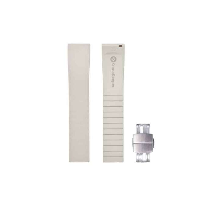 KronoKeeper beige rubber watch strap with adjustable deployant clasp