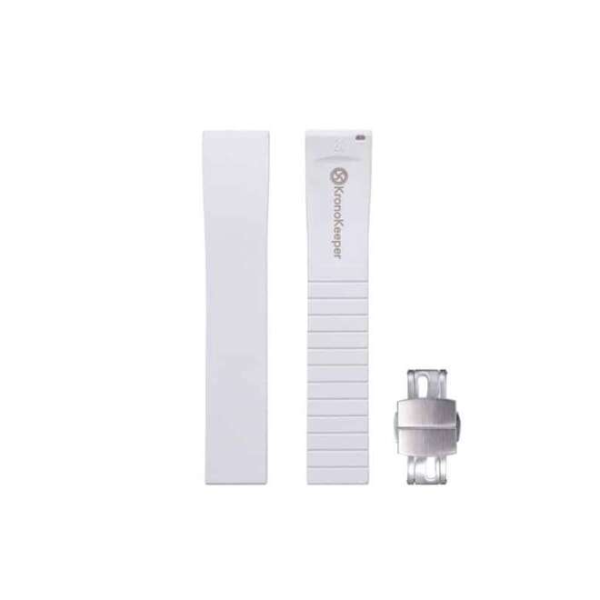 KronoKeeper white rubber watch strap with adjustable deployment clasp
