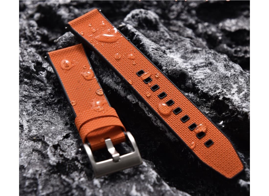 KronoKeeper Black Double-Layer FKM Rubber Watch Strap - Image 3