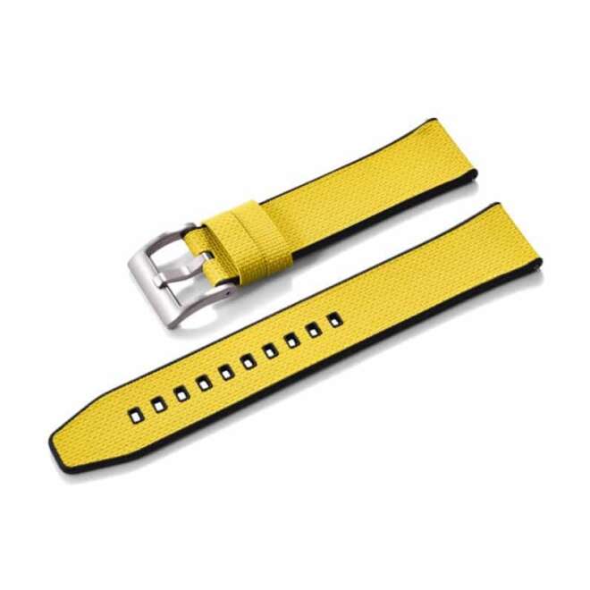 Yellow double-layer FKM rubber watch strap