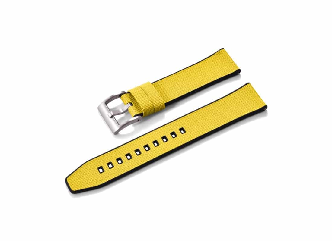 Yellow double-layer FKM rubber watch strap