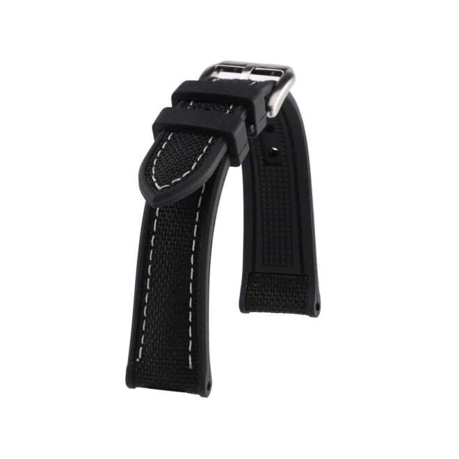 Bracelet montre en caoutchouc noir FKM et blanc KronoKeeper Marius