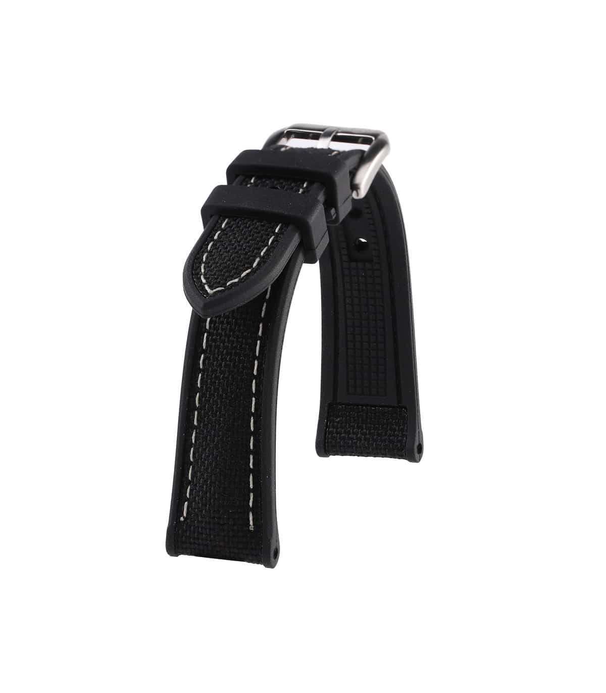 KronoKeeper Marius Black FKM Rubber and White Watch Strap