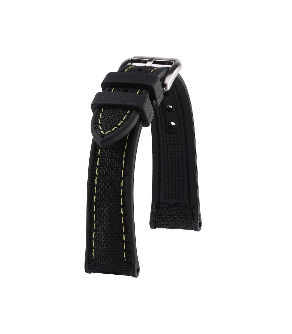 KronoKeeper Marius black and yellow FKM rubber watch strap