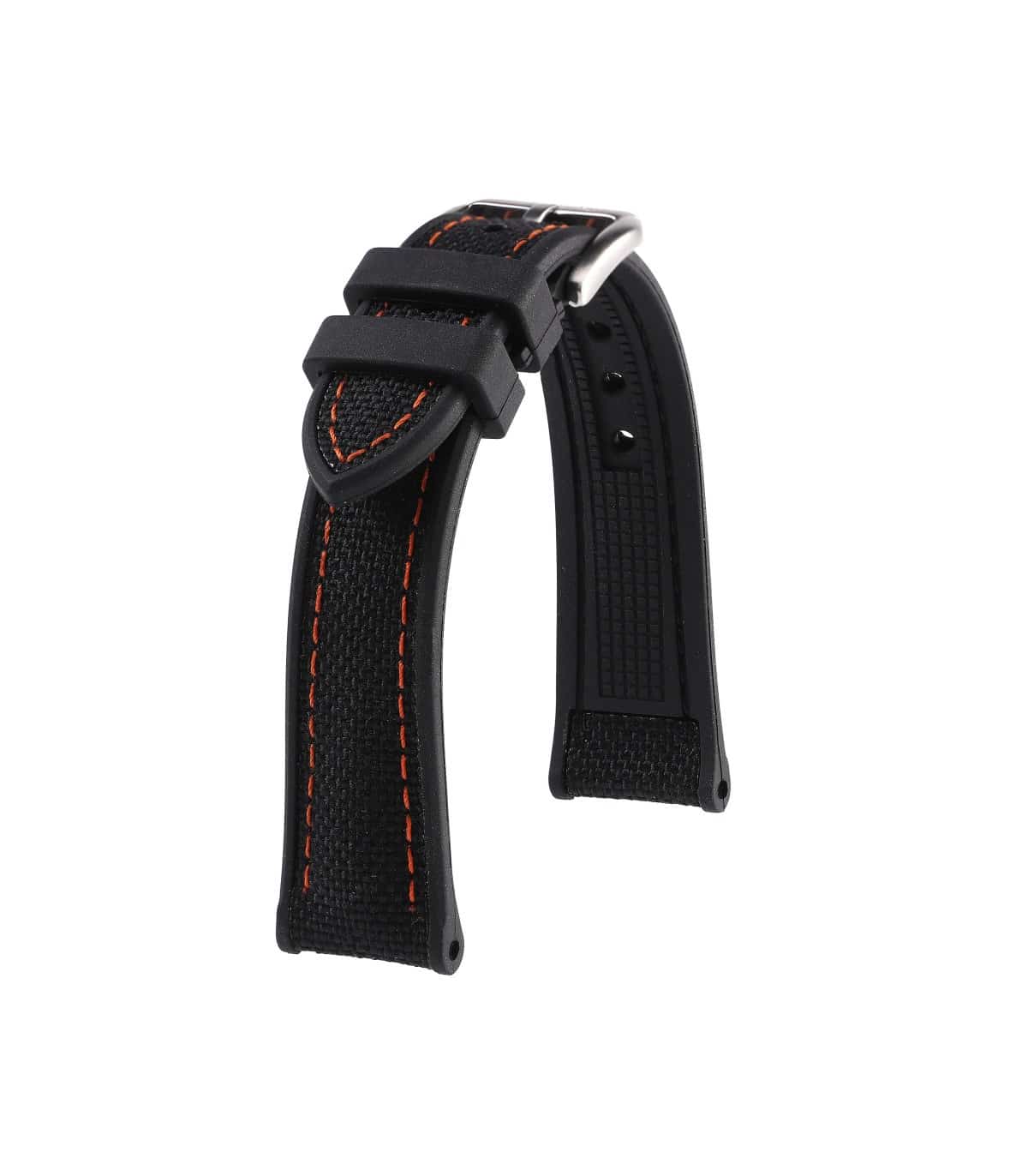 KronoKeeper Marius black and orange FKM woven effect rubber watch strap