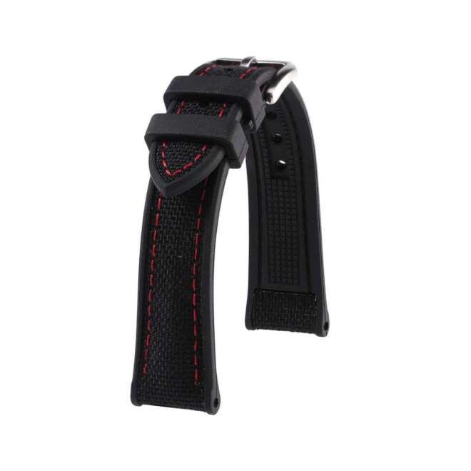 Bracelet de montre en caoutchouc noir et rouge KronoKeeper Marius avec effet cordura