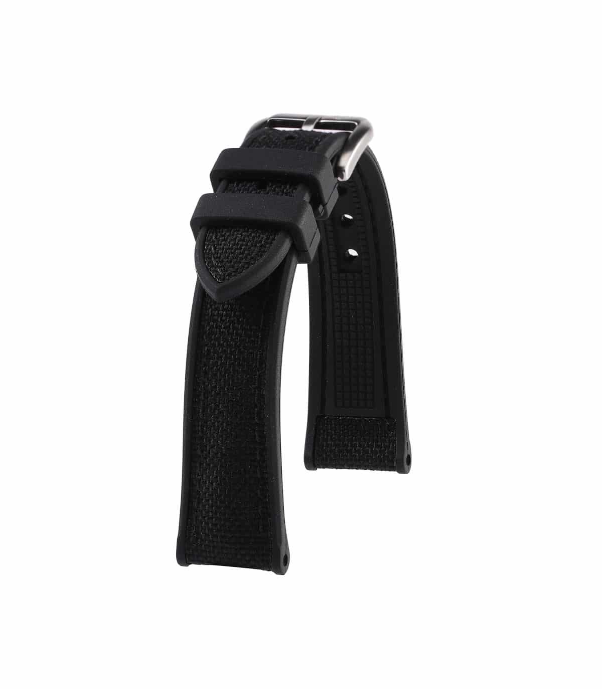 KronoKeeper Marius Black Cordura FKM Rubber Watch Strap