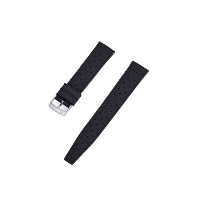 Bracelet de montre en caoutchouc noir KronoKeeper style Tropic