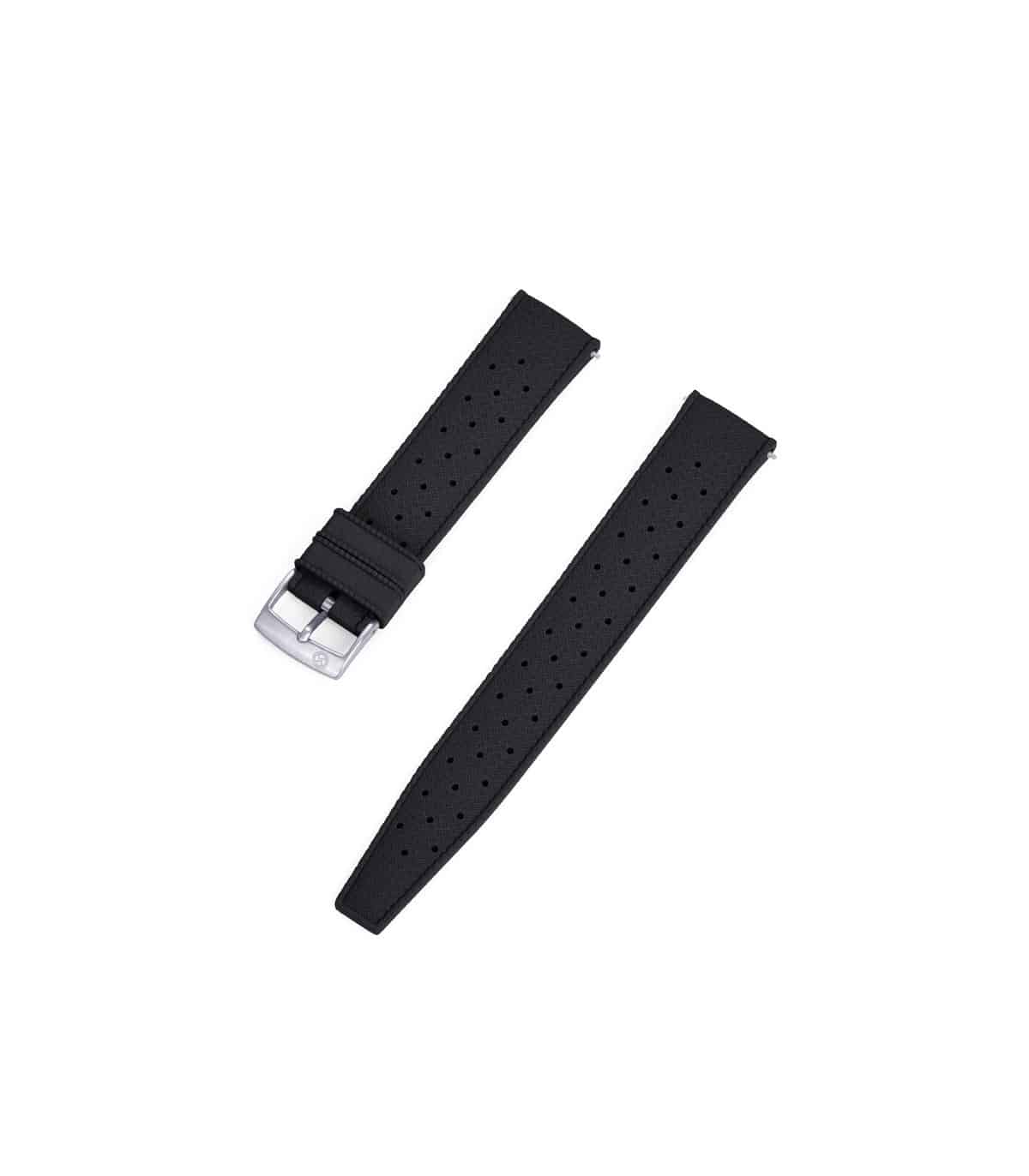 Bracelet de montre en caoutchouc noir KronoKeeper style Tropic