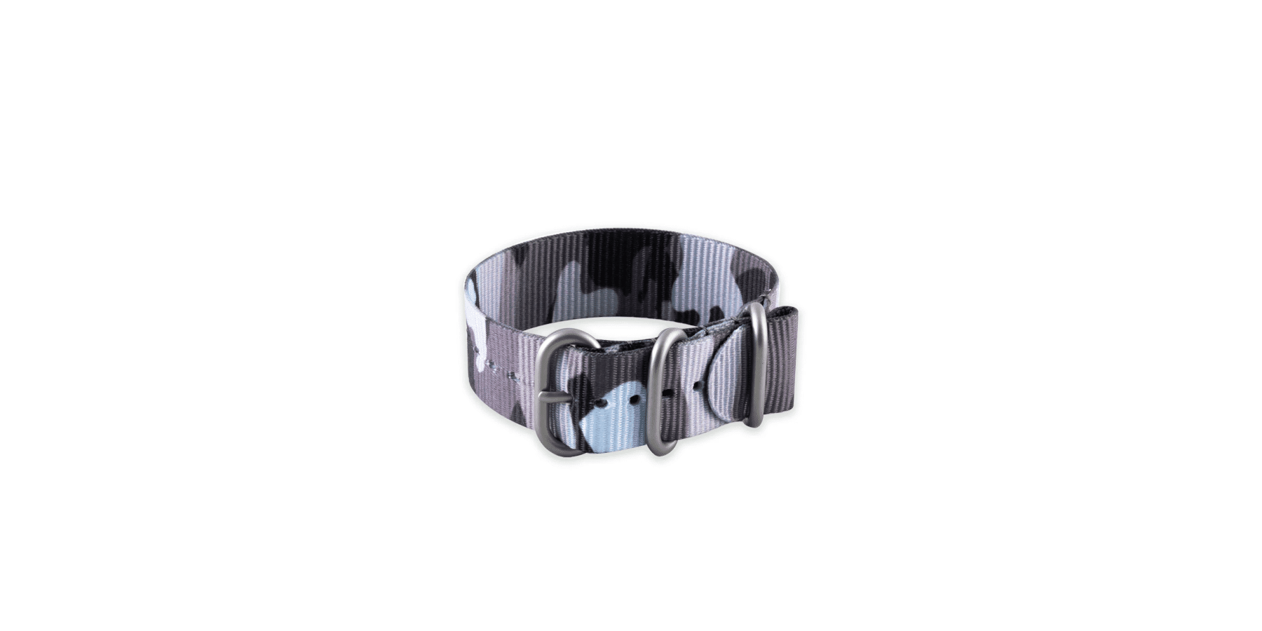 Zulu-style NATO watch strap, 3-ring camo fabric